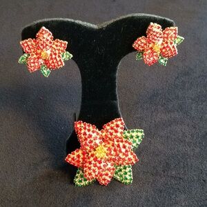 Vintage Austrian Crystal Brooch & Earrings